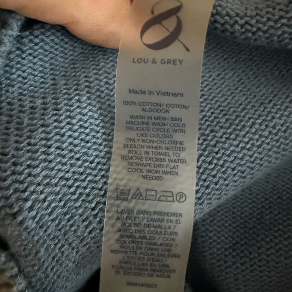 Lou & Grey Women’s 100% Cotton Blue and Pink Colorblock Sweater XL - Picture 5 of 5